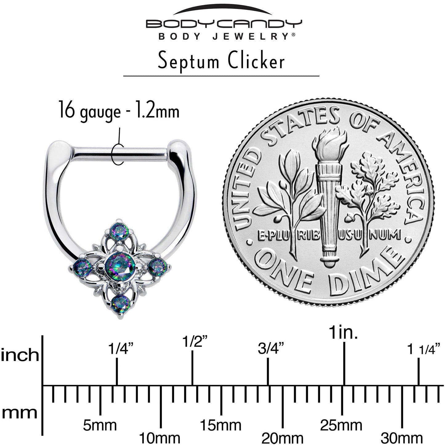 16G 5/16 Vitrail CZ Gem Beauty Cross Cartilage Clicker