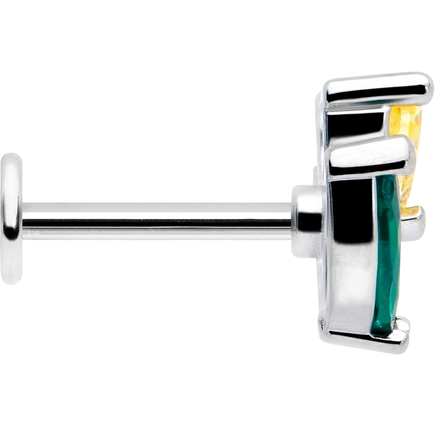 16G 5/16 Yellow Green CZ Gem Love Flower Labret Monroe Tragus