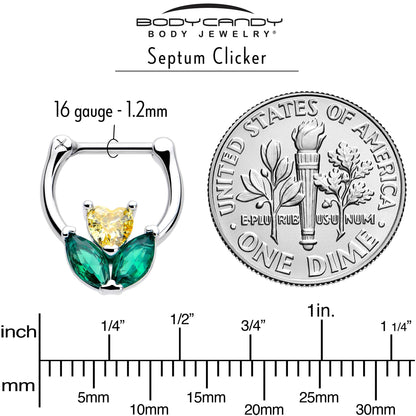 16G 5/16 Yellow Green CZ Gem Love Flower Cartilage Clicker