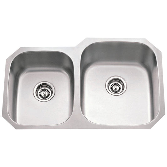 32" L x 20-5/8" W x 9" D Undermount 18 Gauge Stainless Steel 40/60 Double Bowl Sink