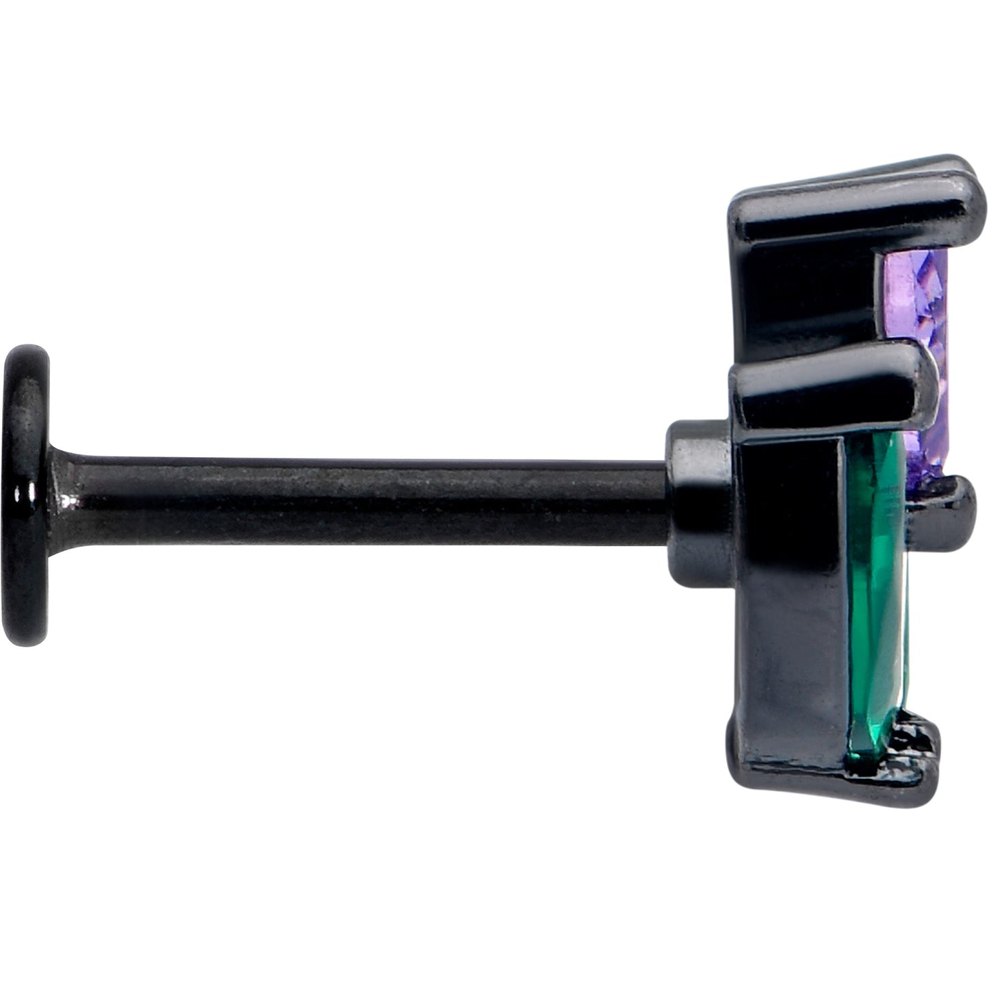 16G 5/16 Purple Green CZ Gem Black Love Flower Labret Monroe Tragus