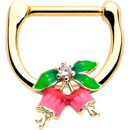 16G 5/16 Clear CZ Gem Gold Tone Bell Flower Cartilage Clicker