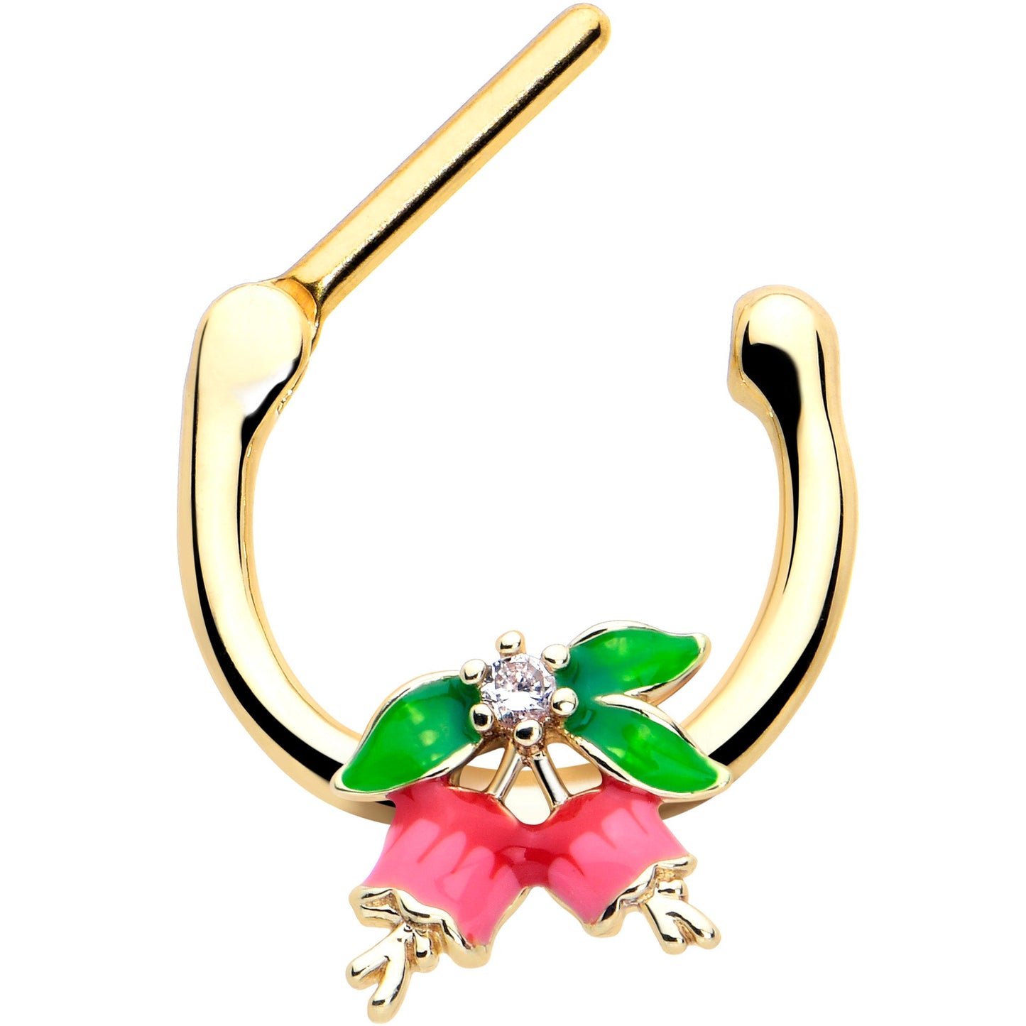 16G 5/16 Clear CZ Gem Gold Tone Bell Flower Cartilage Clicker