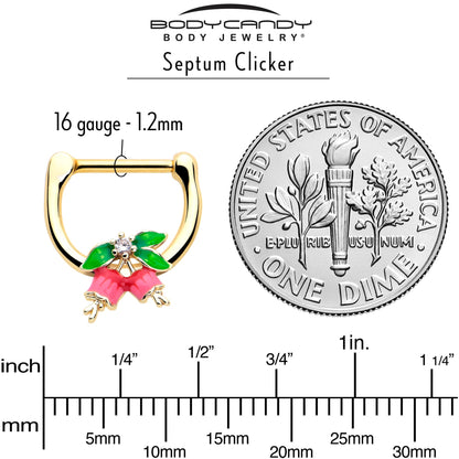 16G 5/16 Clear CZ Gem Gold Tone Bell Flower Cartilage Clicker