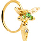 20G 5/16 Green Gem Gold Tone Swank Dragonfly Nose Hoop