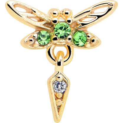 20G 5/16 Green Gem Gold Tone Swank Dragonfly Nose Hoop
