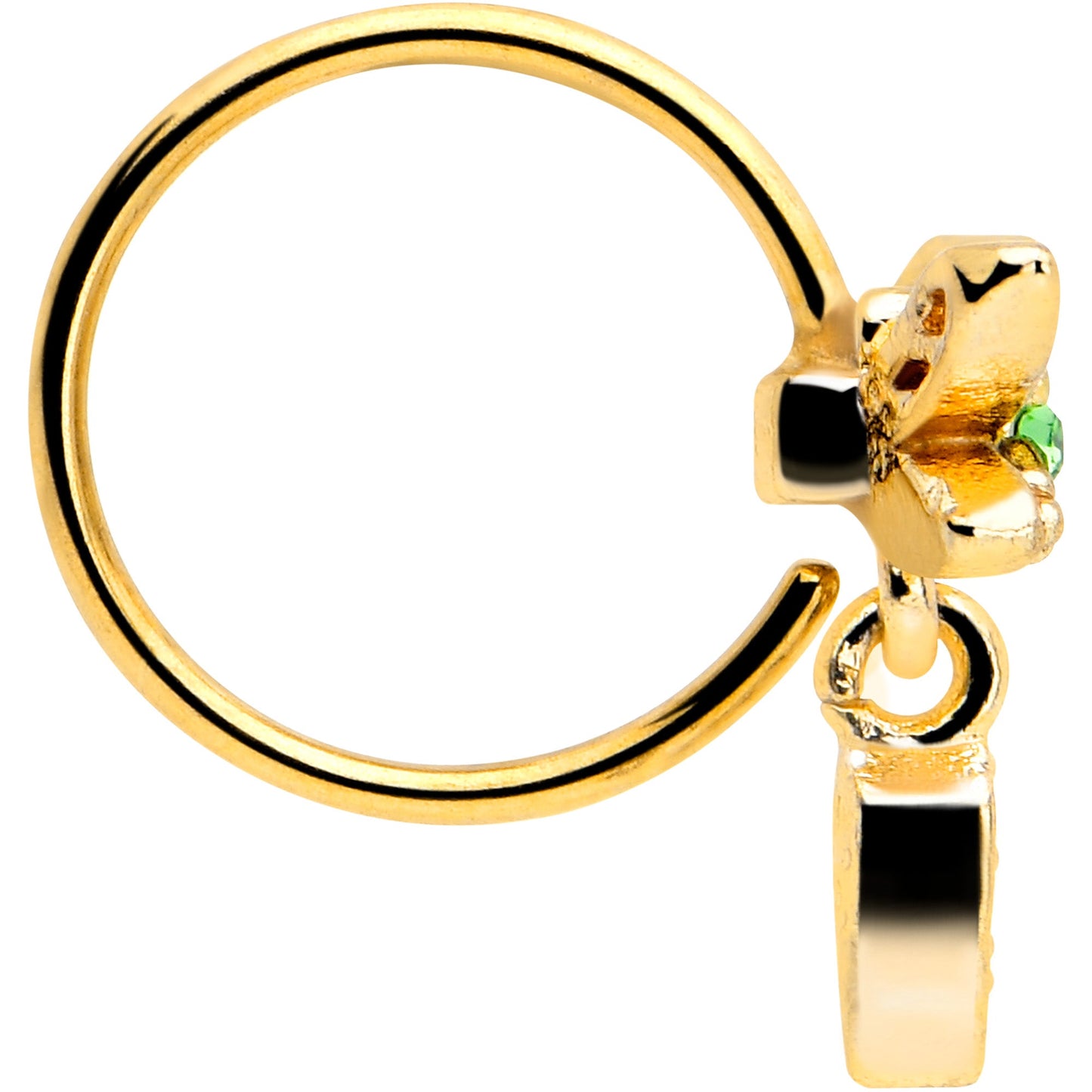 20G 5/16 Green Gem Gold Tone Swank Dragonfly Nose Hoop