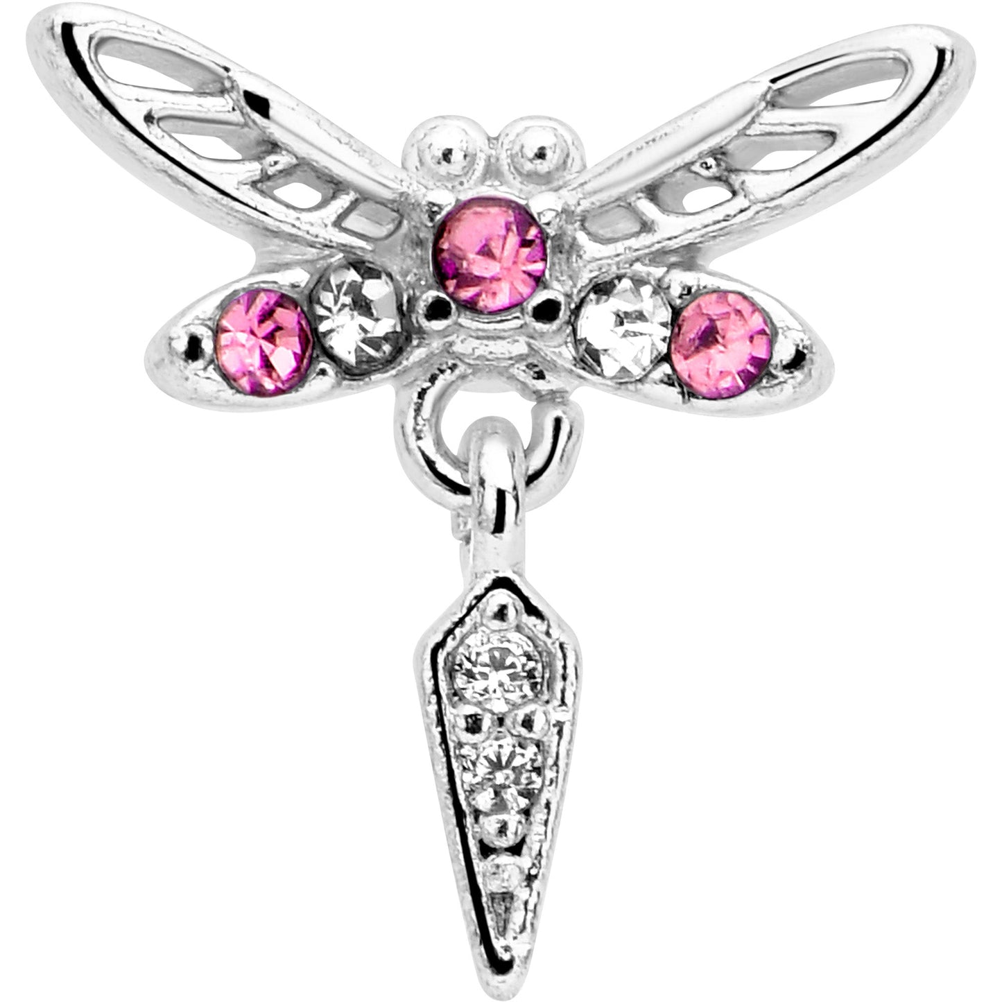 16G 5/16 Pink Gem Swank Dragonfly Dangle Labret Monroe Tragus