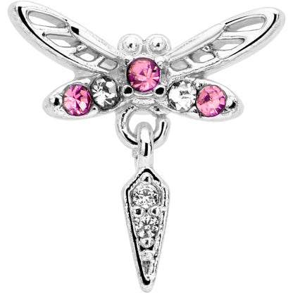 16G 5/16 Pink Gem Swank Dragonfly Dangle Labret Monroe Tragus