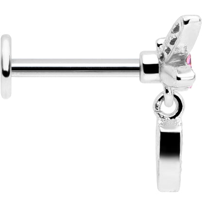 16G 5/16 Pink Gem Swank Dragonfly Dangle Labret Monroe Tragus