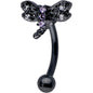 16G 5/16 Purple CZ Gem Black Night Dragonfly Curved Eyebrow Ring