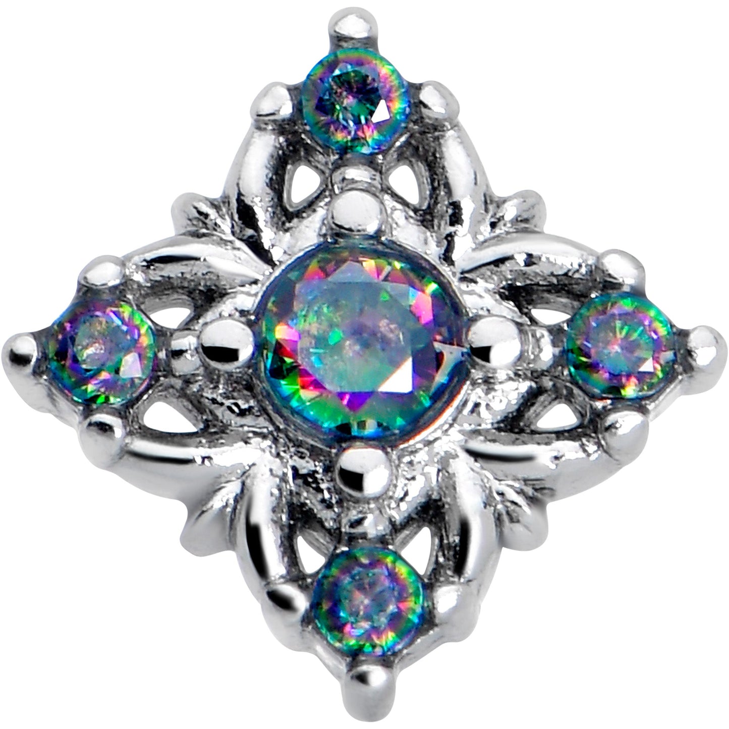 20G 7mm Vitrail CZ Gem Beauty Cross L Shape Nose Ring