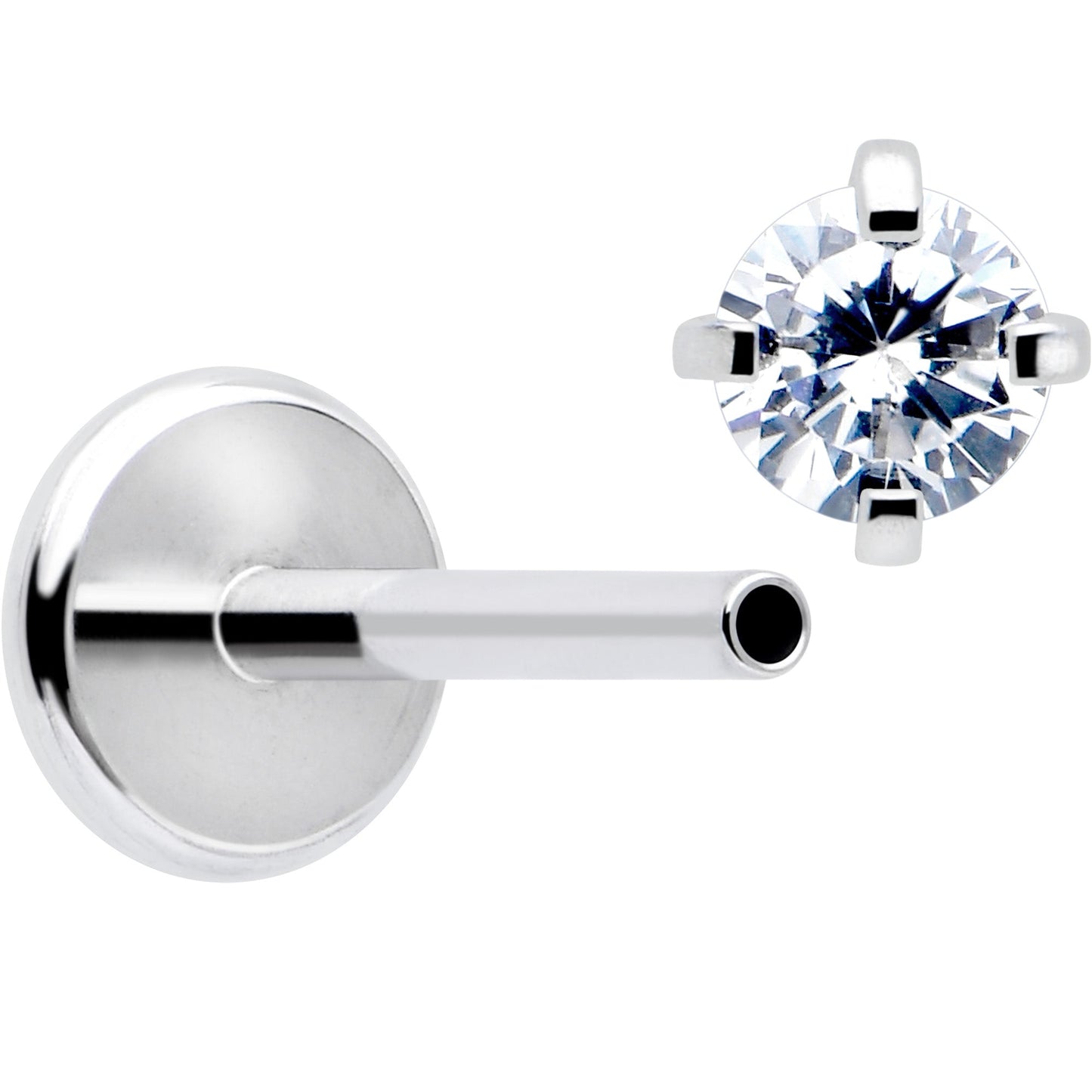2.5mm Gem Flat Back Earring Threadless Push In Stud 20G