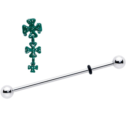 14G Polka Dot Shamrock St Patricks Dangle Industrial Barbell 38mm