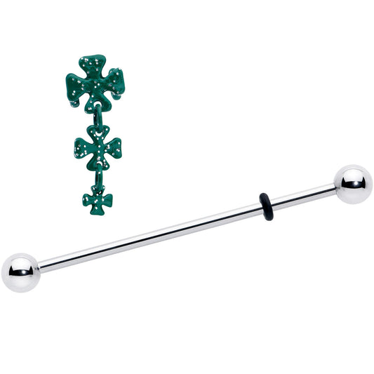 14G Polka Dot Shamrock St Patricks Dangle Industrial Barbell 38mm