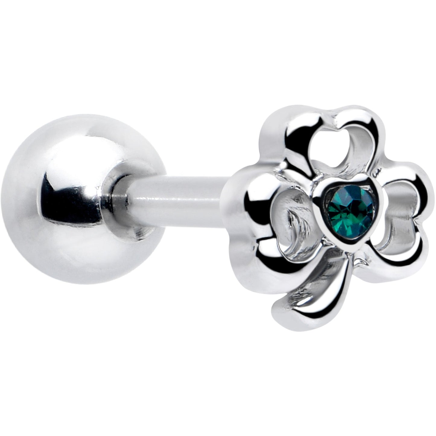 16G 5/16 Green Gem Heart Shamrock St Patricks Cartilage Earring