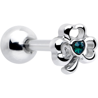 16G 5/16 Green Gem Heart Shamrock St Patricks Cartilage Earring