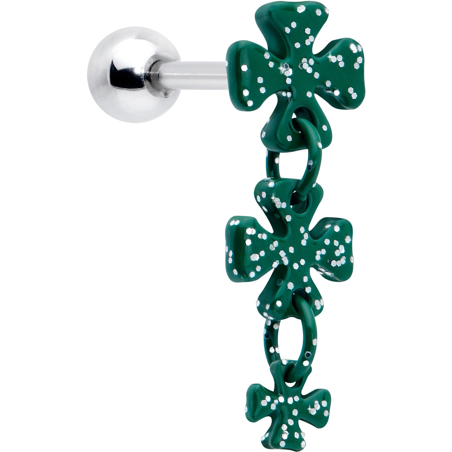 16G 5/16 Polka Dot Shamrock Dangle Cartilage Tragus Earring