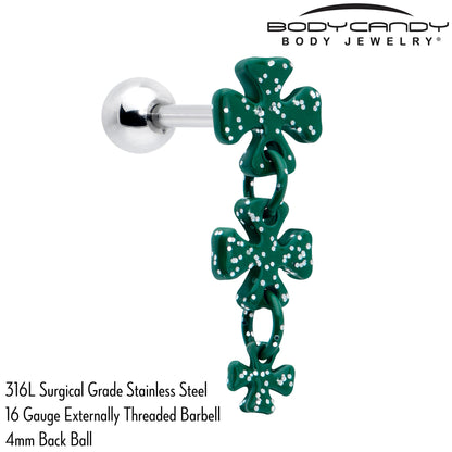 16G 5/16 Polka Dot Shamrock Dangle Cartilage Tragus Earring