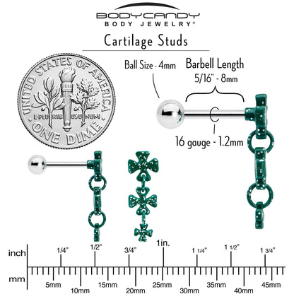 16G 5/16 Polka Dot Shamrock Dangle Cartilage Tragus Earring