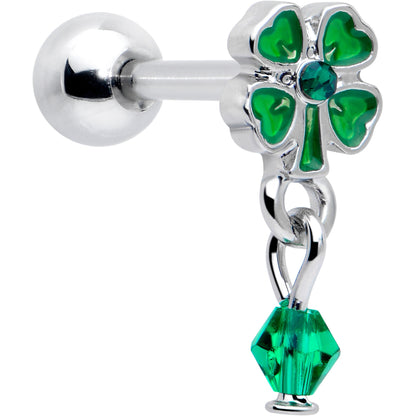 16G 5/16 Green Gem Shamrock Glam St Patricks Dangle Cartilage Earring