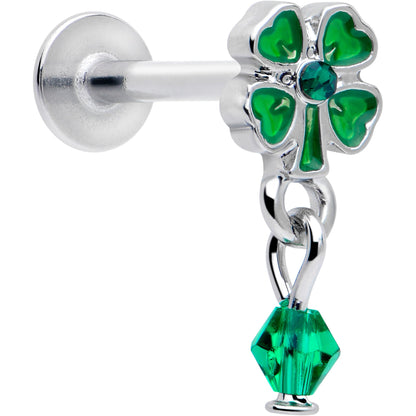 16G 5/16 Green Gem Shamrock Glam St Patricks Dangle Labret Tragus