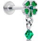 16G 5/16 Green Gem Shamrock Glam St Patricks Dangle Labret Tragus