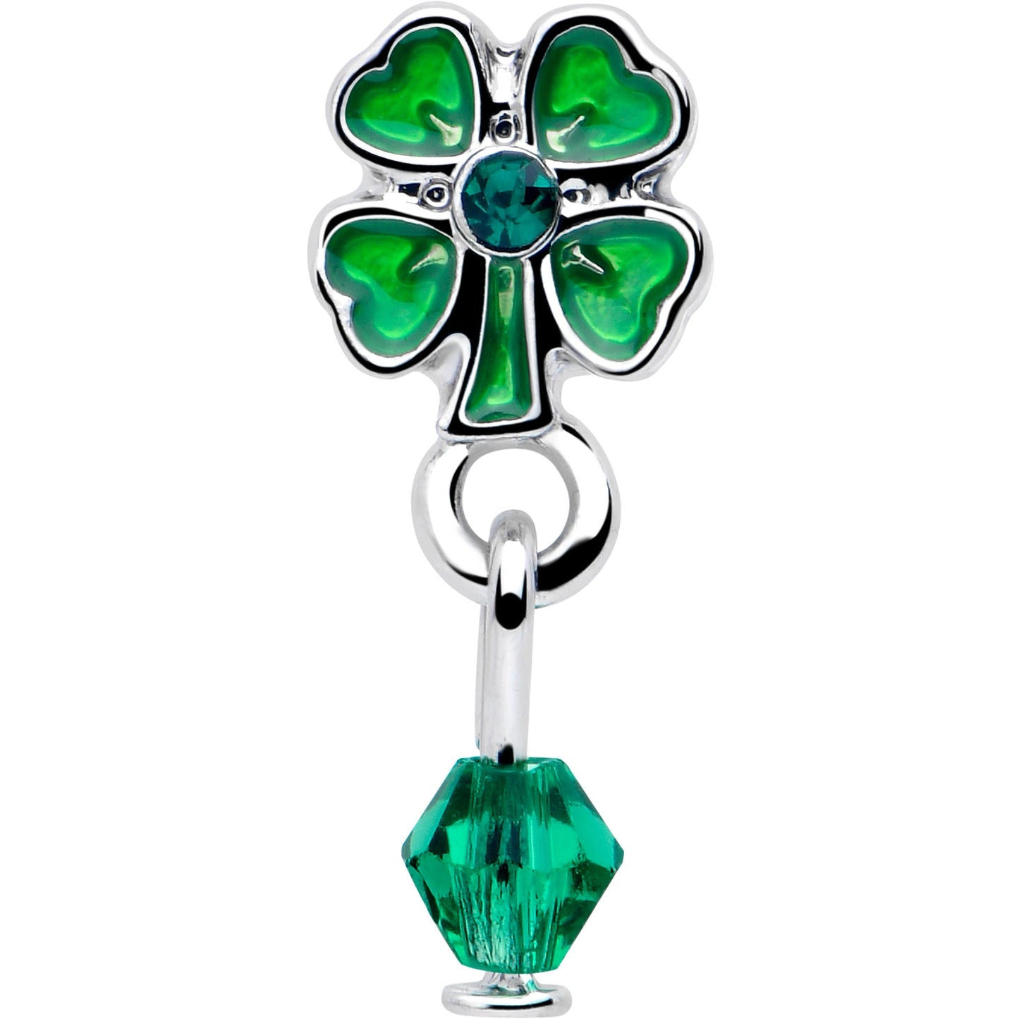 16G 5/16 Green Gem Shamrock Glam St Patricks Dangle Labret Tragus