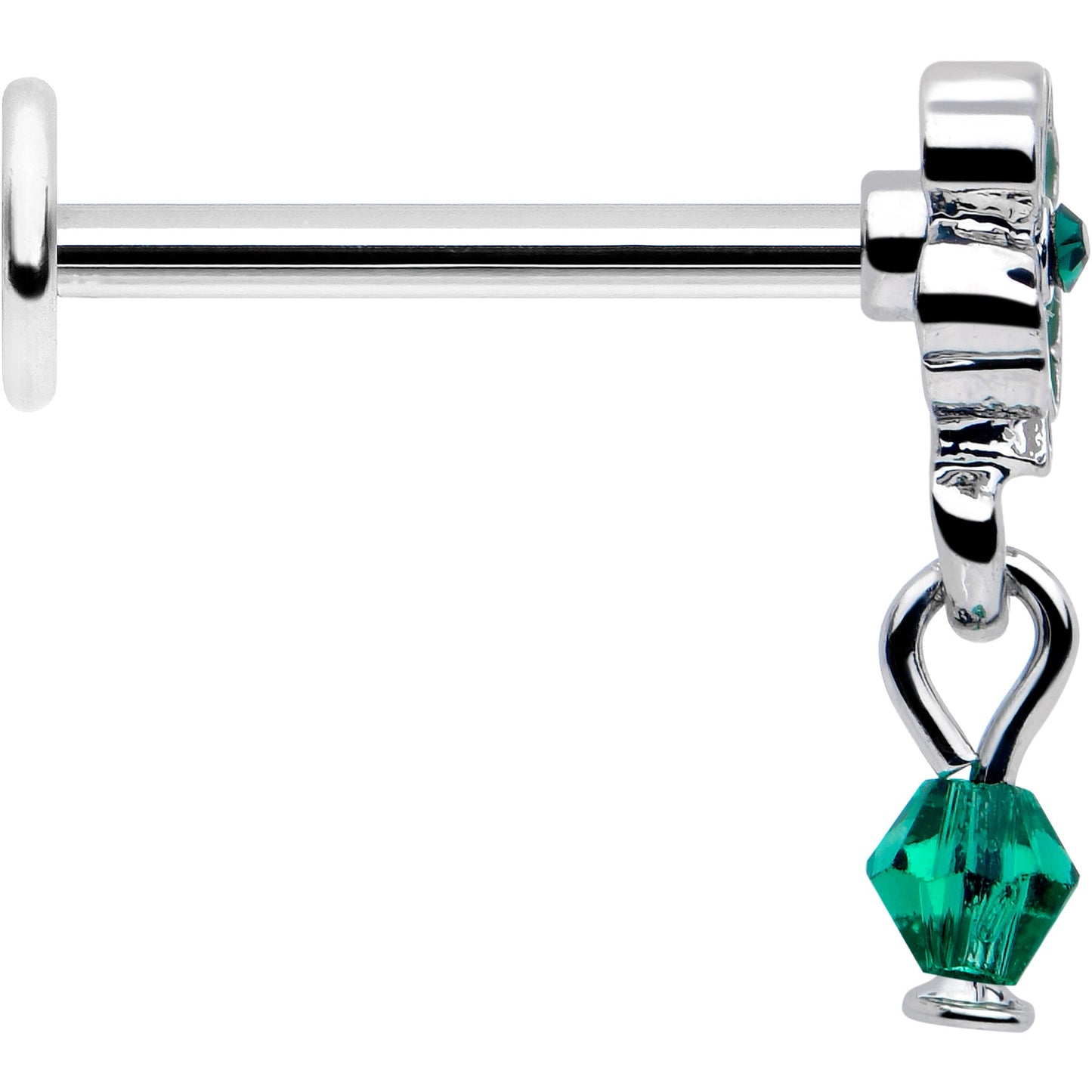 16G 5/16 Green Gem Shamrock Glam St Patricks Dangle Labret Tragus