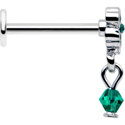 16G 5/16 Green Gem Shamrock Glam St Patricks Dangle Labret Tragus