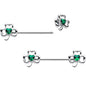 14G 3/4 Green Gem Heart Shamrock St Patricks Nipple Ring Set
