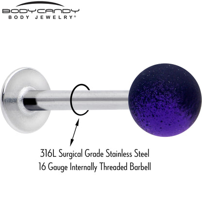 16G 3/8 Ombre Purple Black Soft Finish Labret Monroe Tragus