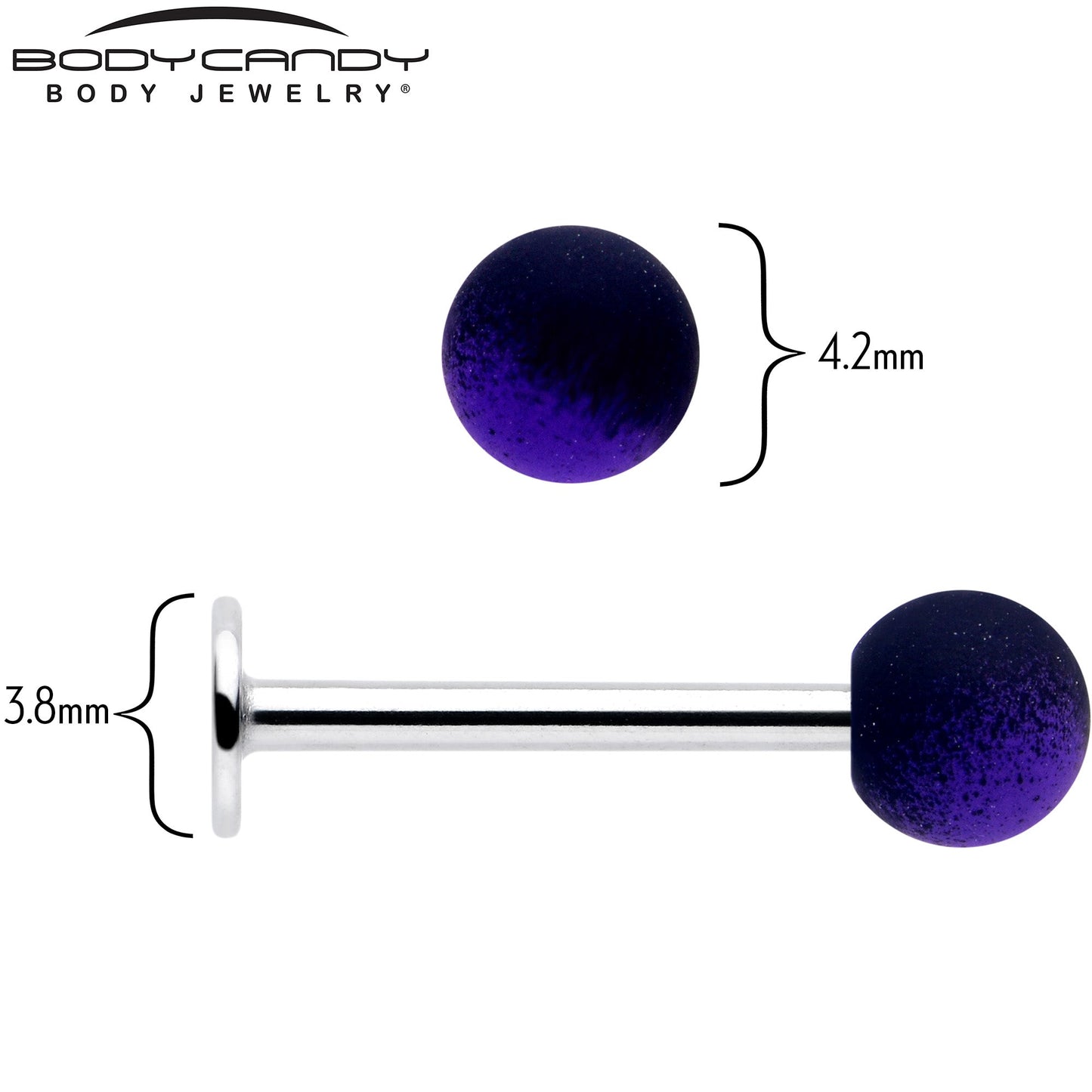 16G 3/8 Ombre Purple Black Soft Finish Labret Monroe Tragus