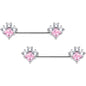14G 9/16 Pink Clear CZ Gem Rhombus Riot Barbell Nipple Ring Set