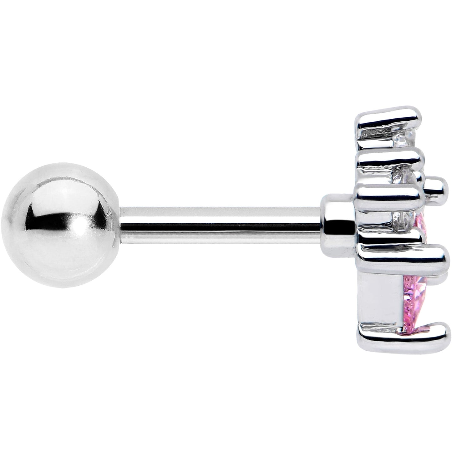 16G 1/4 Pink Clear CZ Gem Rhombus Riot Cartilage Tragus Earring