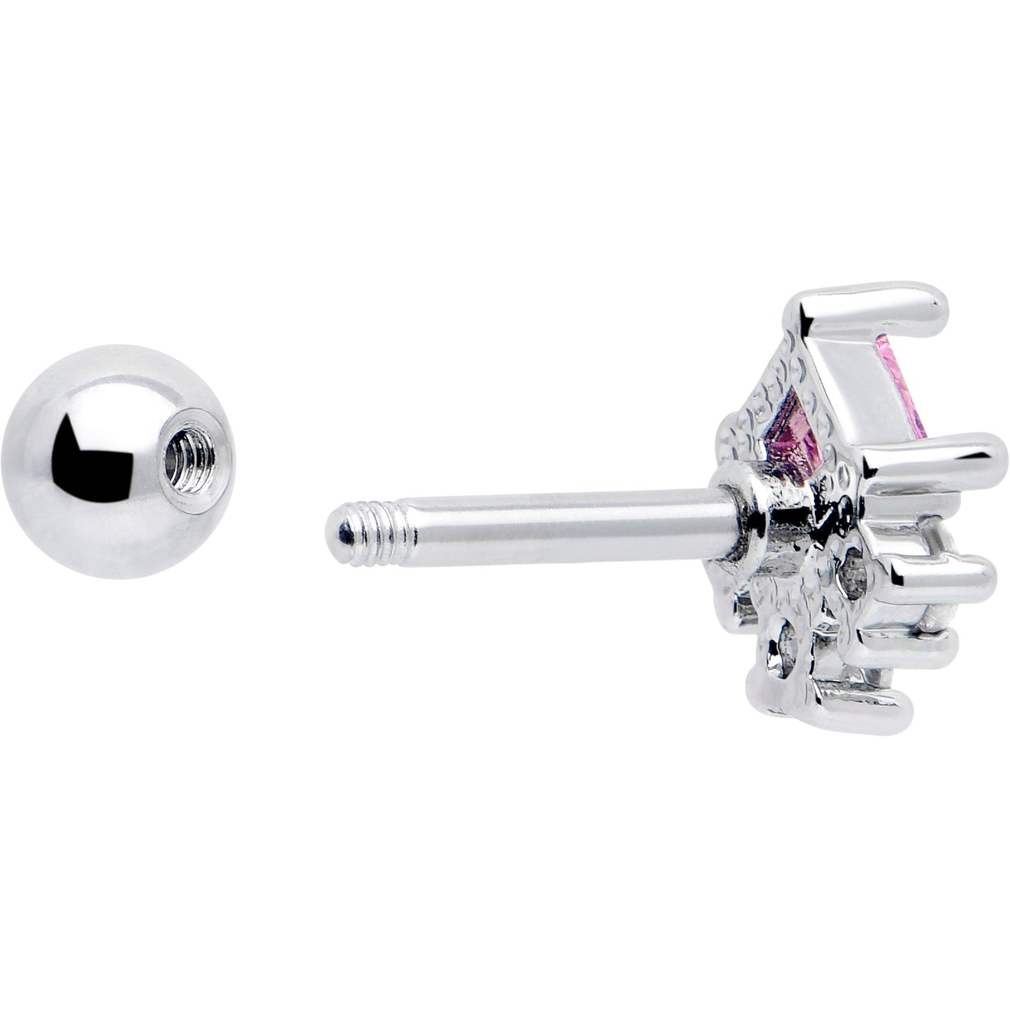 16G 1/4 Pink Clear CZ Gem Rhombus Riot Cartilage Tragus Earring