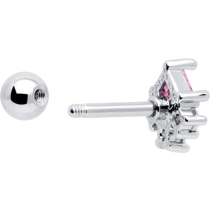 16G 1/4 Pink Clear CZ Gem Rhombus Riot Cartilage Tragus Earring