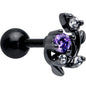 16G 1/4 Purple CZ Gem Black Twining Vine Cartilage Tragus Earring