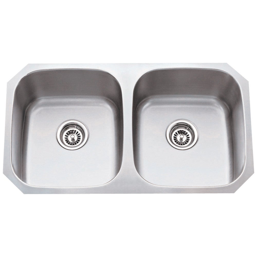 32-1/4" L x 18-1/2" W x 9" D Undermount 16 Gauge Stainless Steel 50/50 Double Bowl Sink