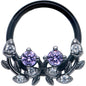 16G 3/8 Purple Gem Black Twining Vine Hinged Segment Ring