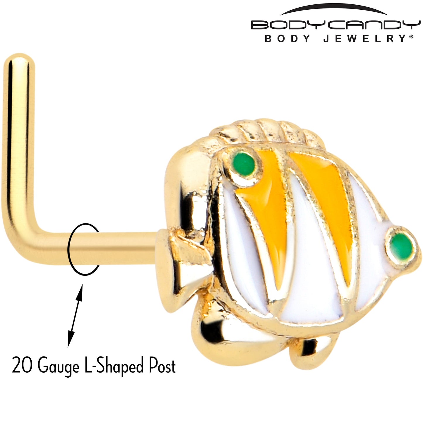 20G 7mm Gold Tone Tropical Fish L Shape Nose Ring Set of 3