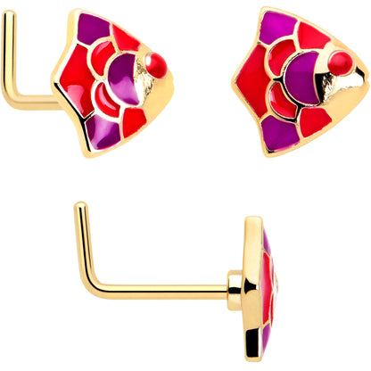 20G 7mm Gold Tone Tropical Fish L Shape Nose Ring Set of 3