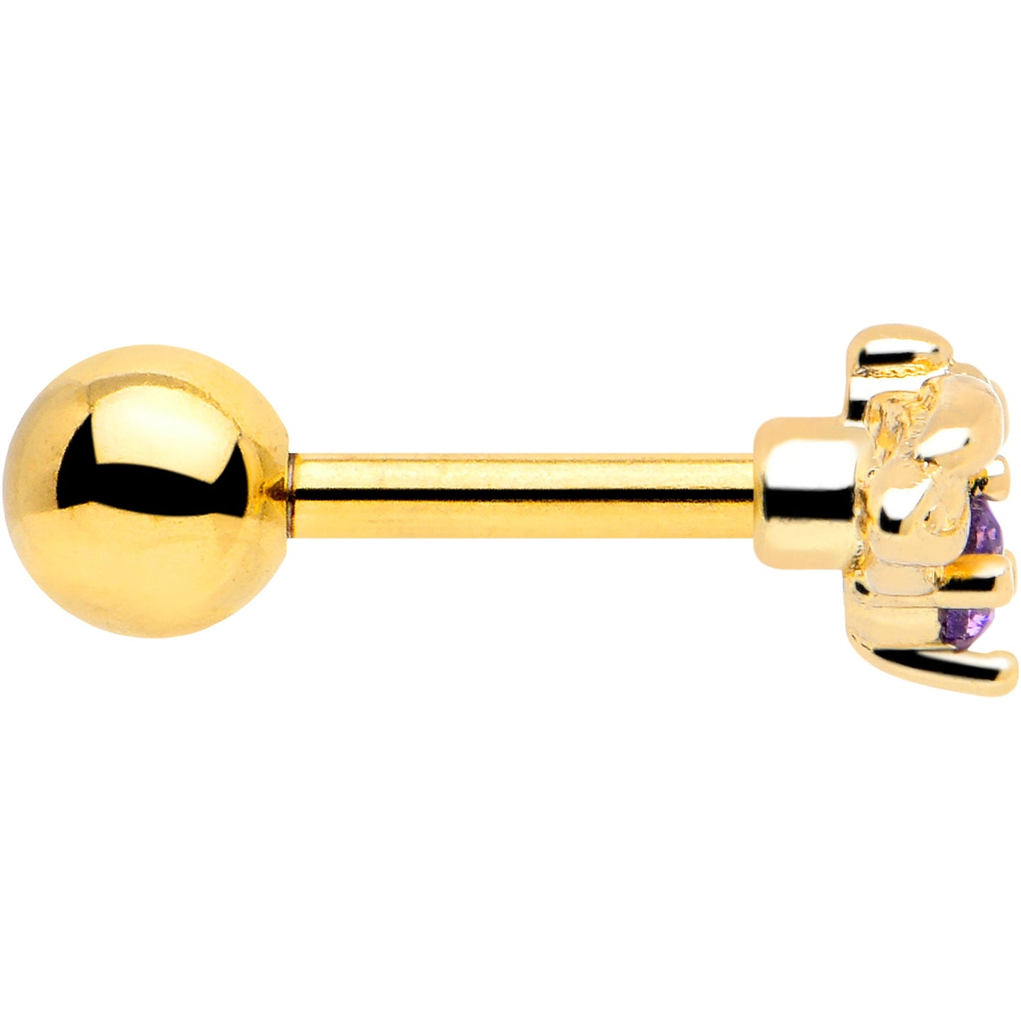 16G 1/4 Purple Gem Gold Tone Beauty Bug Cartilage Tragus Earring