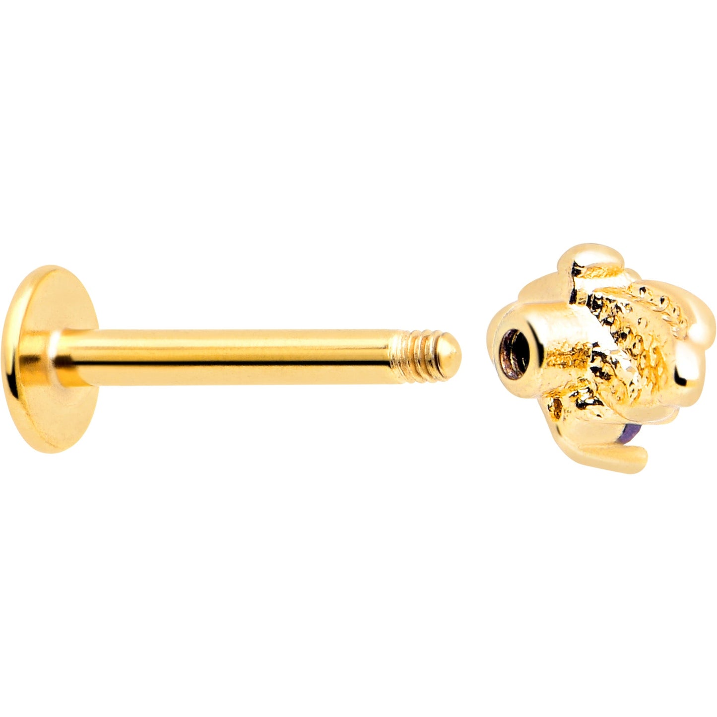 16G 5/16 Purple Gem Gold Tone Beauty Bug Labret Monroe Tragus