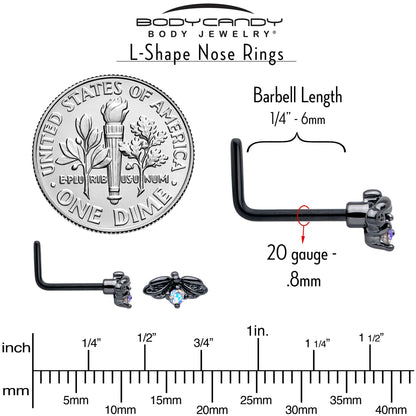 20G 7mm Aurora Gem Black Beauty Bug L Shape Nose Ring