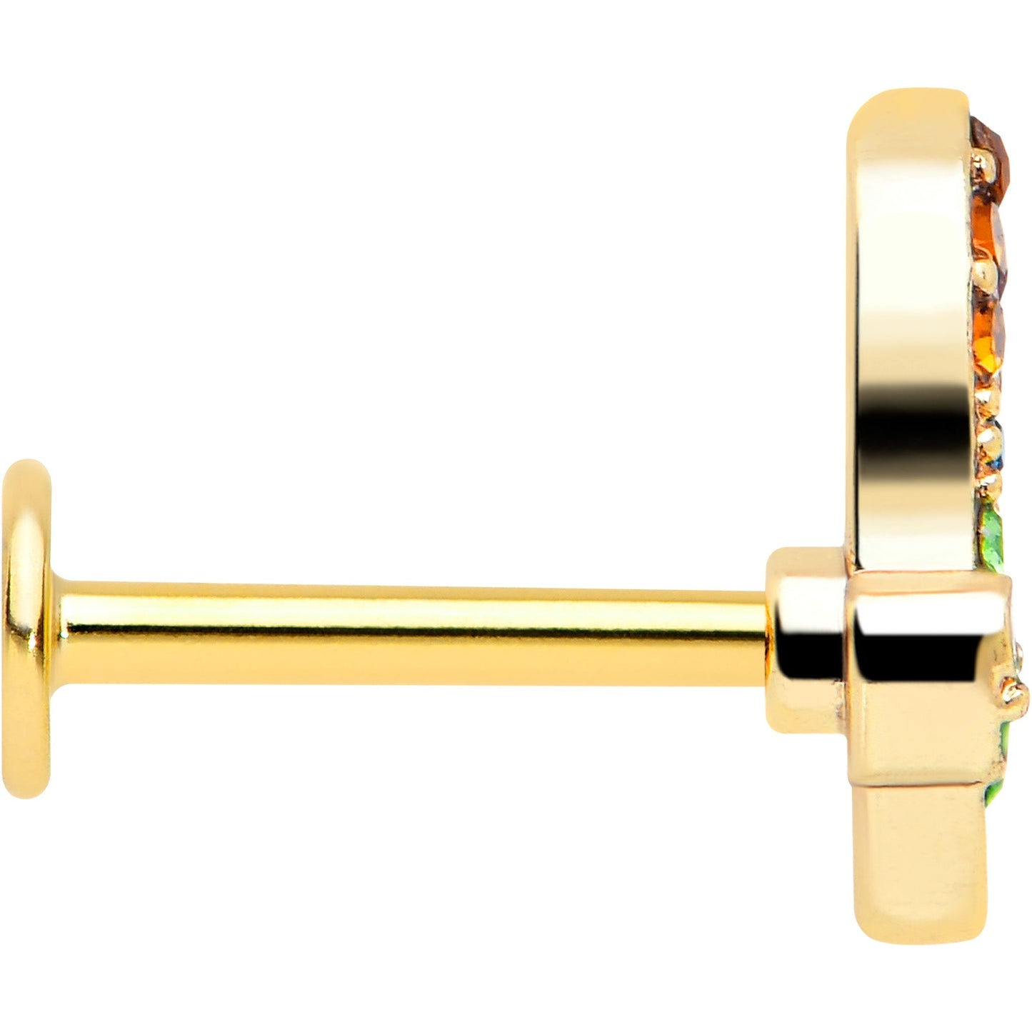 16G 5/16 Red Blue Gem Gold Tone Butterfly Labret Monroe Tragus