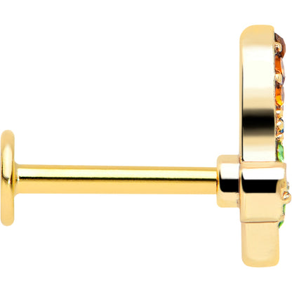 16G 5/16 Red Blue Gem Gold Tone Butterfly Labret Monroe Tragus