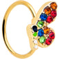 20G 5/16 Red Blue Gem Gold Tone Butterfly Nose Hoop