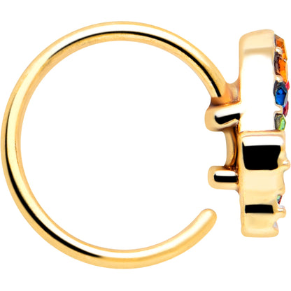 20G 5/16 Red Blue Gem Gold Tone Butterfly Nose Hoop