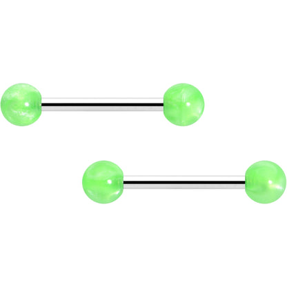 14G 9/16 Color Acrylic Ball Ends Barbell Nipple Ring Set